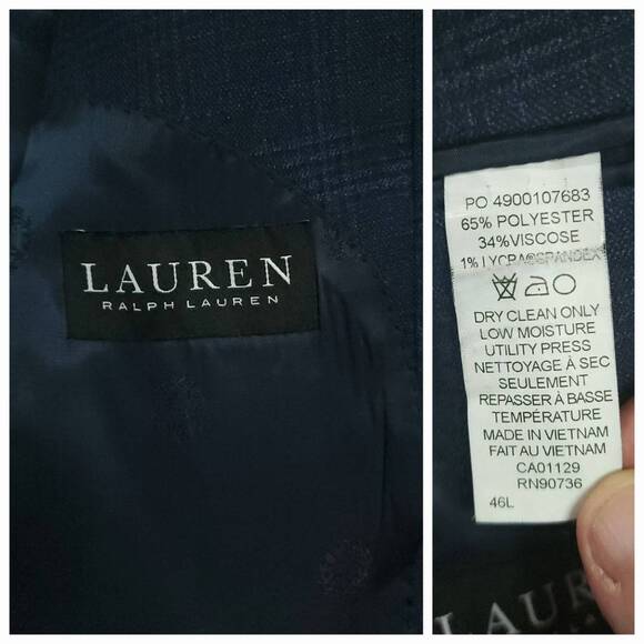 Lauren Ralph Lauren Blazer Sport Coat Mens 44L Performance Black Label Plaid - Picture 5 of 10